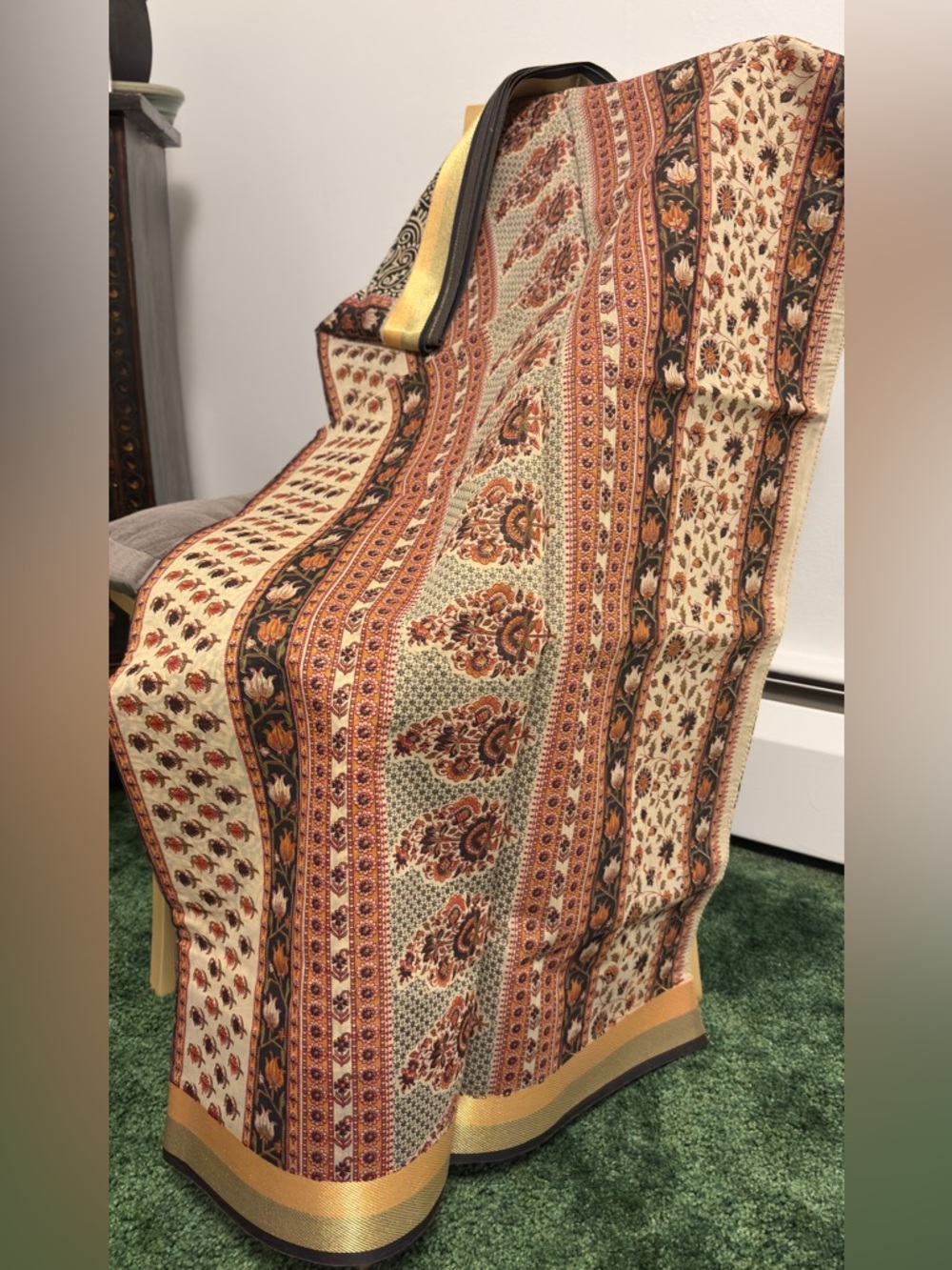 Boho Floral Ajrak Sari
